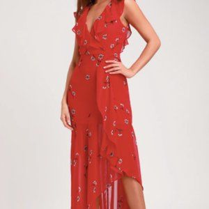 Lulu's Red Floral Maxi Dress